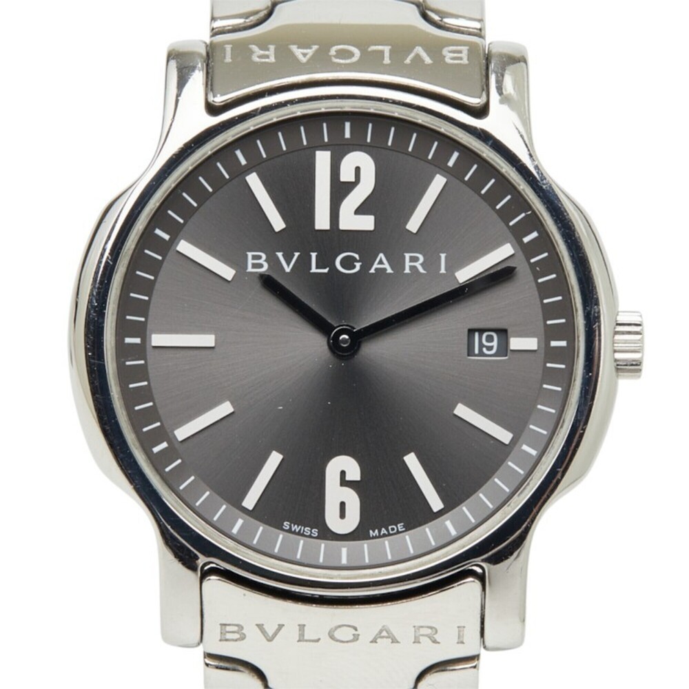Bulgari Solotempo ST35S Quartz Watch, Gray Dial, Stainless Steel, Men's BVLGARI